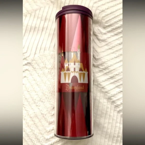DISNEYLAND STARBUCKS RED SLEEPING BEAUTY CASTLE ACRYLIC TRAVEL TUMBLER - New! - Picture 2 of 4